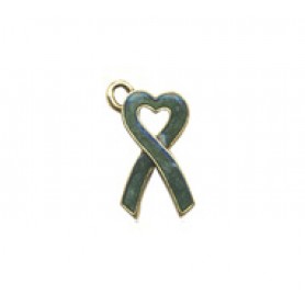 Heart Awareness Ribbon-Green - Hand Painted #3416HP