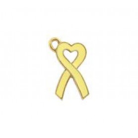 Heart Awareness Ribbon-Yellow - Hand Painted #3416HP Heart Awareness Ribbon-Yellow - Hand Painted #3416HP