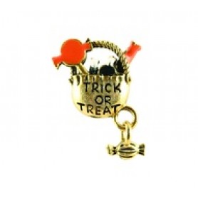 Trick Or Treat Bag with Candy (Orange) - Self Linker - Hand Painted #3022SLHP