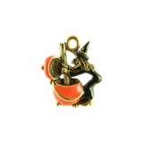 Witch Stirring Herbs Black/Orange - Hand Painted #3424HP Witch Stirring Herbs Black/Orange - Hand Painted #3424HP