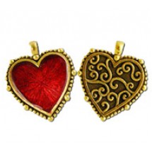 Heart Pendant - Hand Painted #6034HP