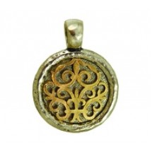 Round Pendant with Ornate Filigree- 2-Tone #6438