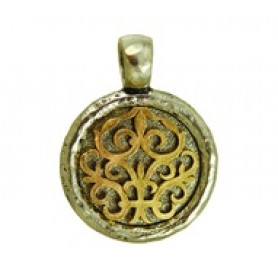 Round Pendant with Ornate Filigree- 2-Tone #6438