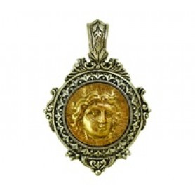 Ornate Pendant with Coin Face- 2-Tone #6436 Ornate Pendant with Coin Face- 2-Tone #6436