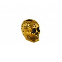 Skull Bead with Decorative Leaf Motif #6254