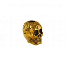 Skull Bead with Decorative Leaf Motif #6254 Skull Bead with Decorative Leaf Motif #6254