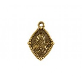 St. Therese with Cross Diamond Shape Medallion #6391 St. Therese with Cross Diamond Shape Medallion #6391